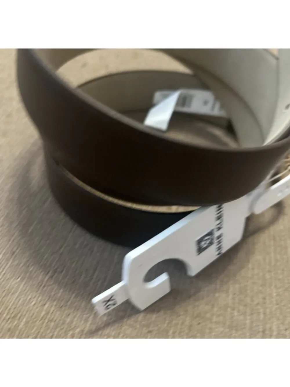 Anne Klein women's Leather Belt 2X Plus Size Belt Brown Gold Dainty Buckle New